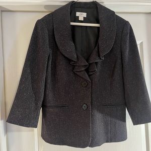 Loft Gray Ruffled Jacket Size 14